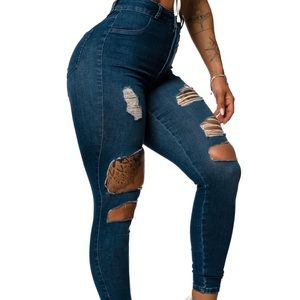 Womens Regular V2 Super Ripped High Waisted Fitjeans